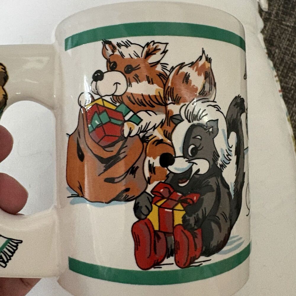 Vintage Alco Fancy Handle Teddy Bear Christmas‎ Stocking Mug Coffee Cup In Box - Picture 3 of 8